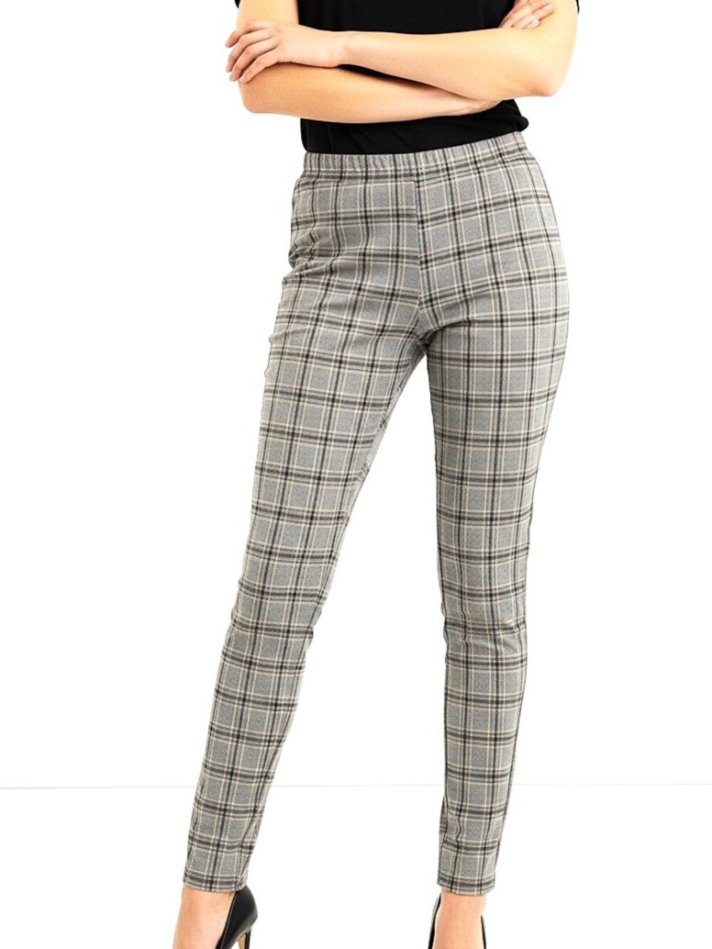 Nine West | Gray, Black, Tan, White Plaid Slacks| Size Medium